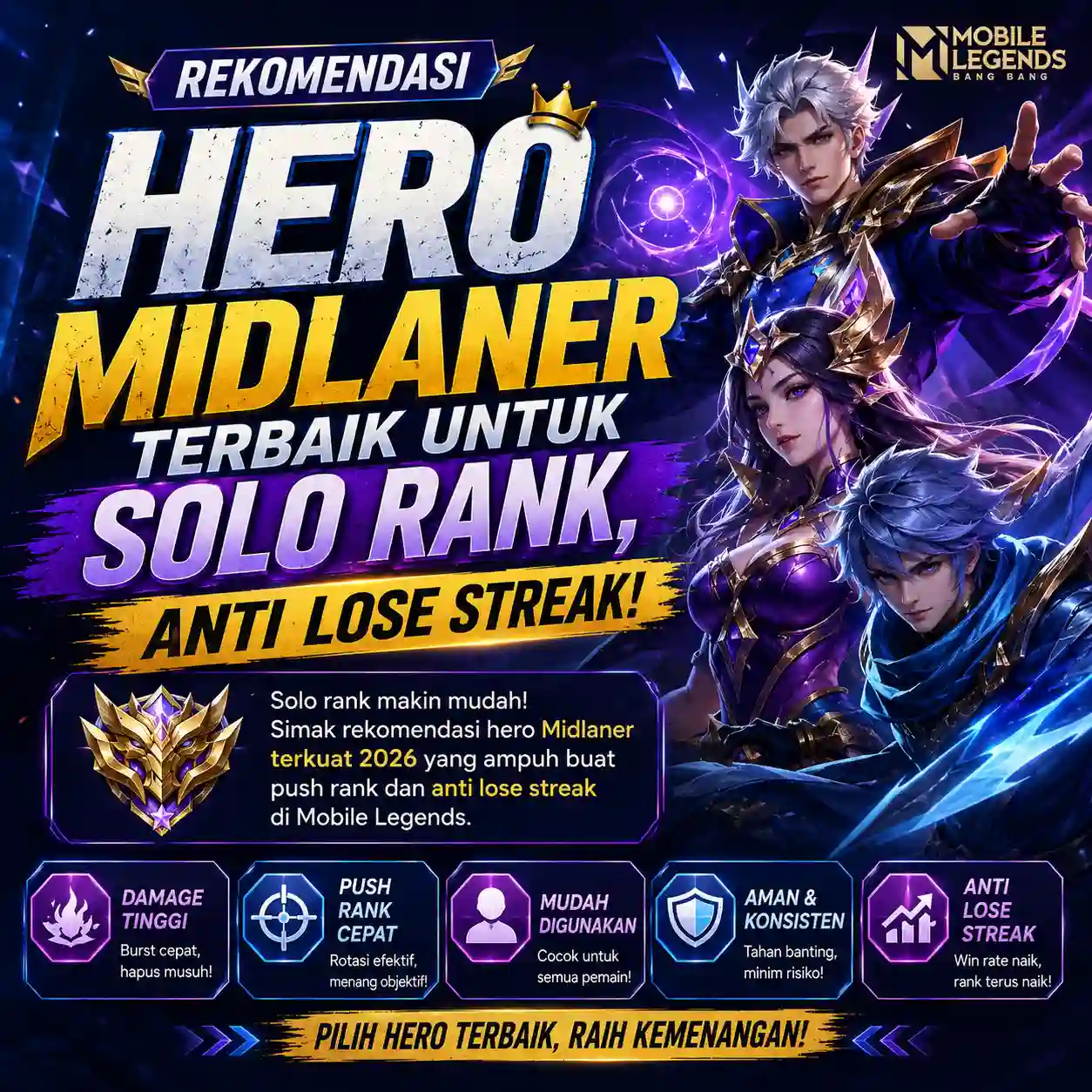 Hero Midlaner Terbaik Solo Rank