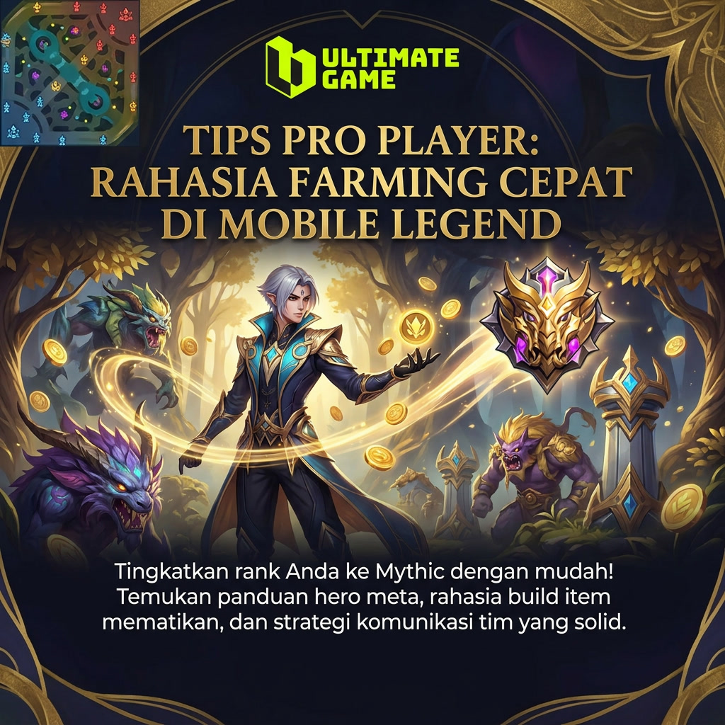 Pemain sedang melakukan farming di hutan Mobile Legend untuk meningkatkan gold.