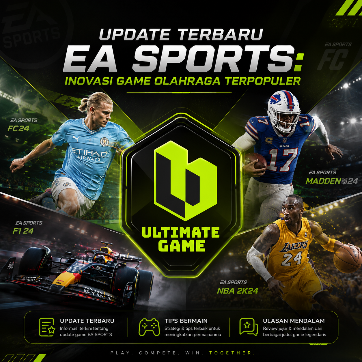 Ilustrasi pemain sedang menyusun strategi tim pada dashboard game EA SPORTS.