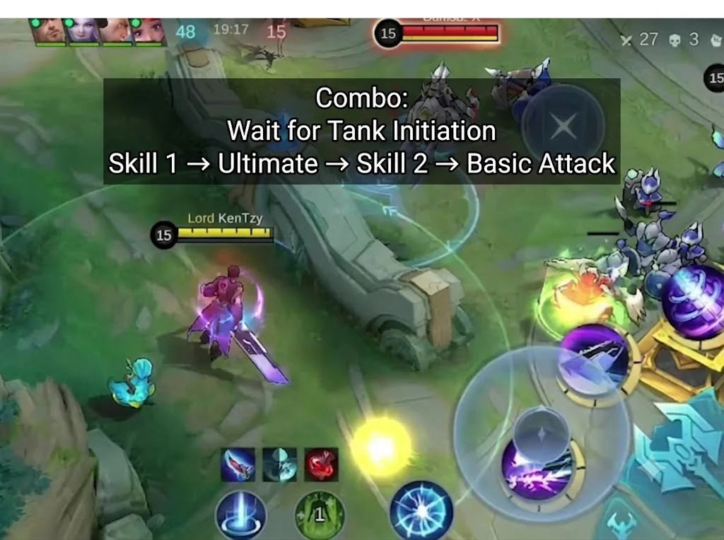 Wait for Tank Initiation → Skill 1 → Ultimate → Skill 2 → Basic Attack